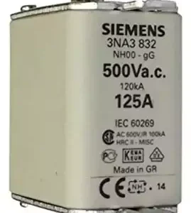 Fusivel Nh00 125a 500v Retardado 3na3832 Siemens