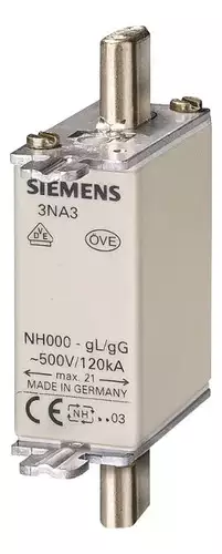 Fusivel Nh000 6a 500v Retardado 3na3801 Siemens