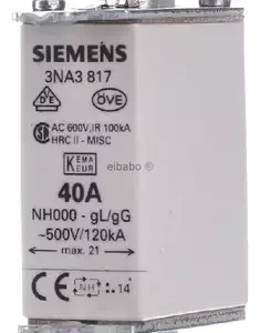Fusivel Nh000 40a 500v Retardado 3na3817 Siemens