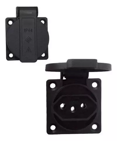 Tomada De Embutir 2p+t Padrão Br 10a 20a 250v Preta