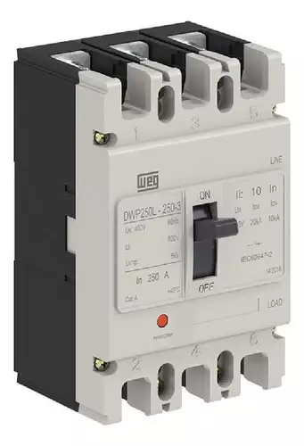 Disjuntor Caixa Moldada Tripolar Dwp250l 175a 3 Polos Weg