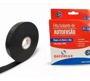 Fita Isolante De Auto Fusao Alta Tensão 19mmx0,76mmx10m Cor Preto