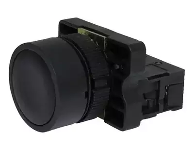 Botão Pulsador Faceado 22mm Plastico - Preto - 1na