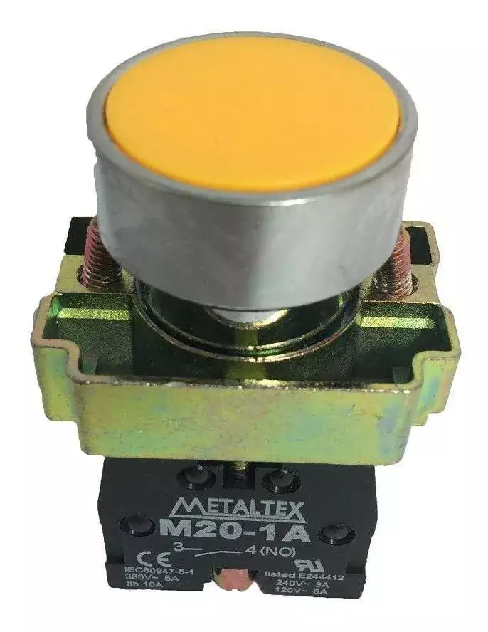 Botão Pulsador Faceado 1na 22mm Amarelo P20bfr-y-1a Metaltex