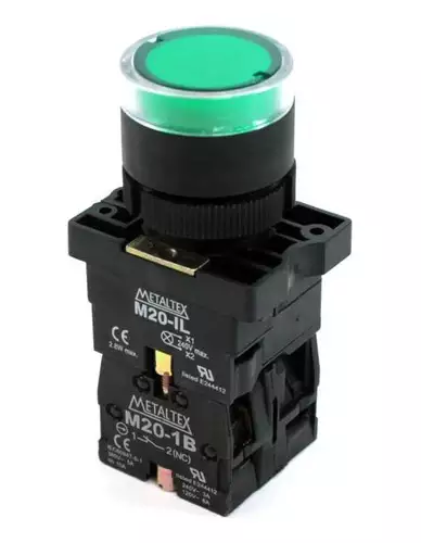 Botao Comando Verde 22mm 1na 1nf 220v P20ifr-g-1c Metaltex