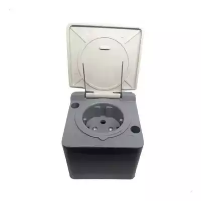 Tomada Sobrepor Schuko Alemao Externo C/tampa Steck S2116