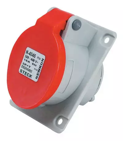 Tomada Embutir 16a 2p+t 380v Vermelho N-3049 Steck