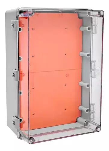 Caixa Plastica Cinza Ip66 Tampa Transparente 450x300x200mm